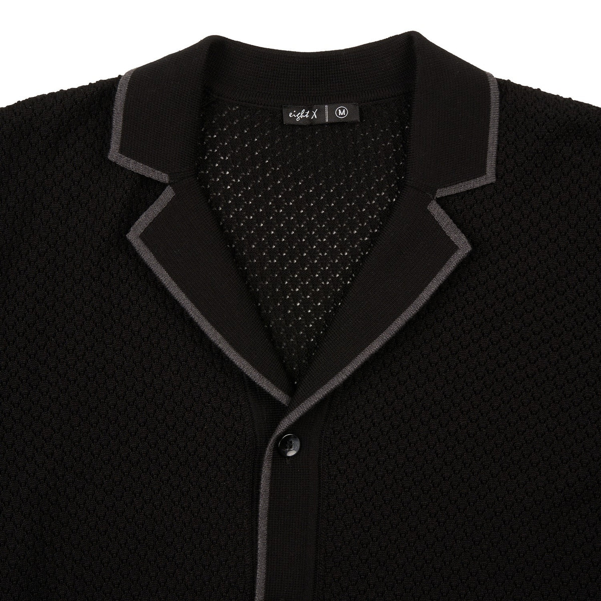 Essential Crochet Button Up Shirt - Black Button Up Shirts Eight-X