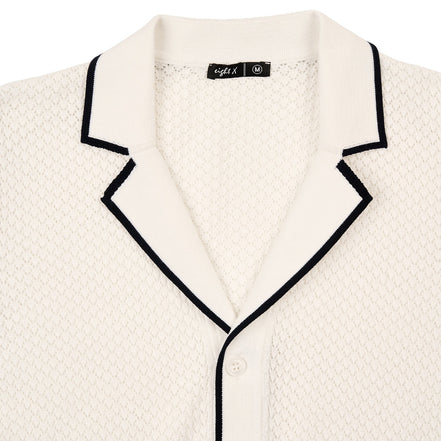 Essential Crochet Button Up Shirt - White Button Up Shirts Eight-X