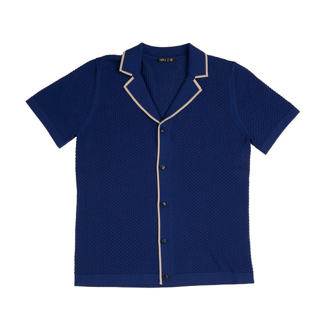 Essential Crochet Button Up Shirt - Blue Button Up Shirts Eight-X BLUE S