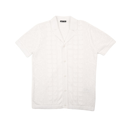 Monterey Crochet Button Up Shirt - White Button Up Shirts Eight-X