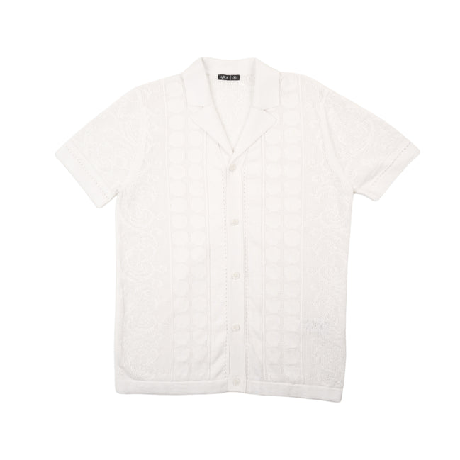 Monterey Crochet Button Up Shirt - White Button Up Shirts Eight-X