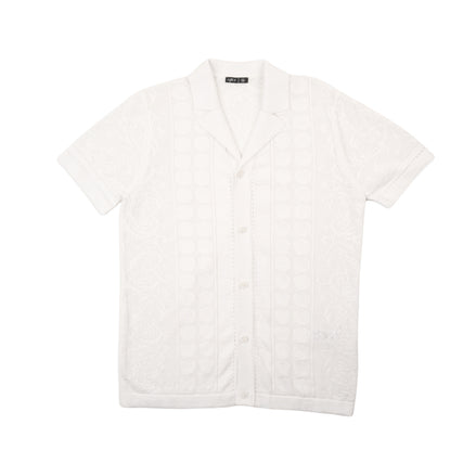 Monterey Crochet Button Up Shirt - White Button Up Shirts Eight-X