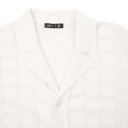 Monterey Crochet Button Up Shirt - White Button Up Shirts Eight-X