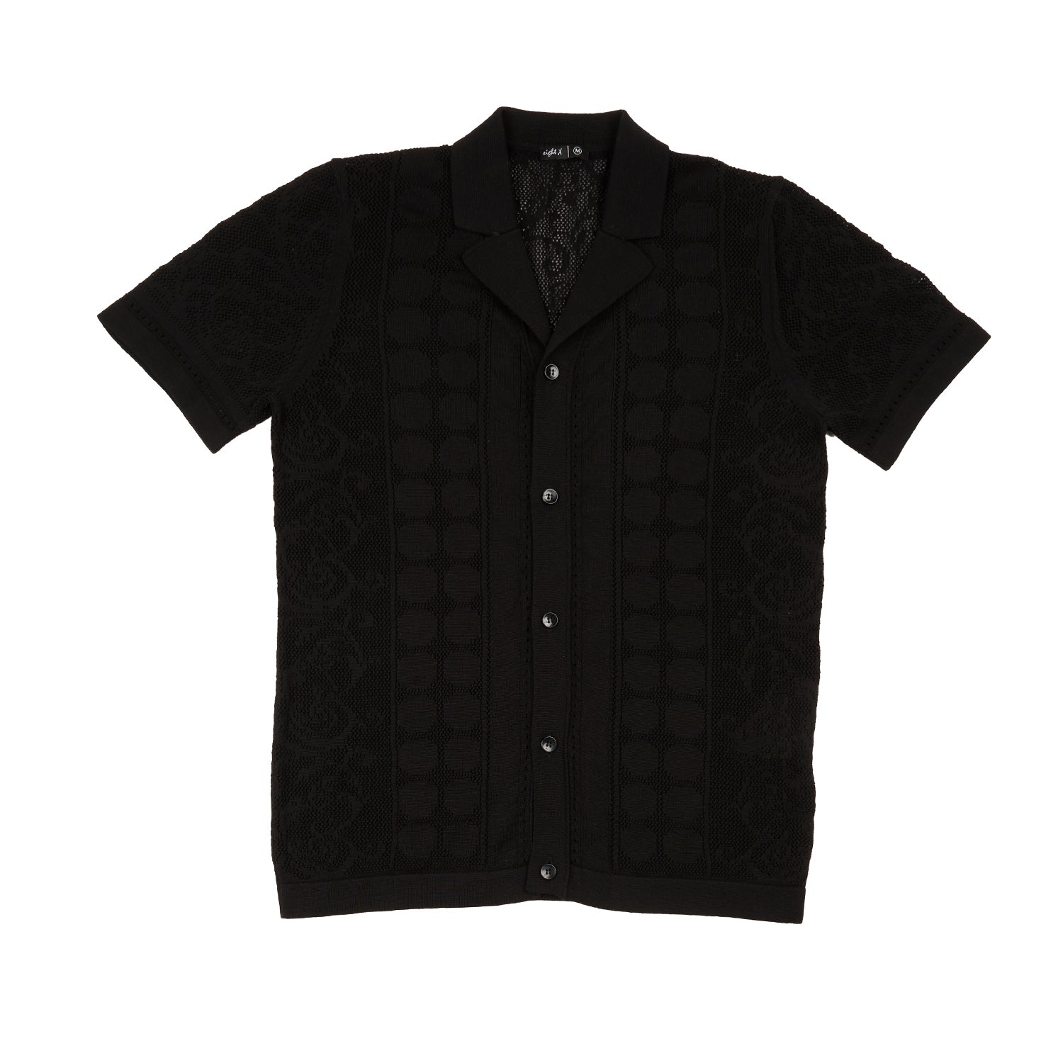 Monterey Crochet Button Up Shirt - Black Button Up Shirts Eight-X