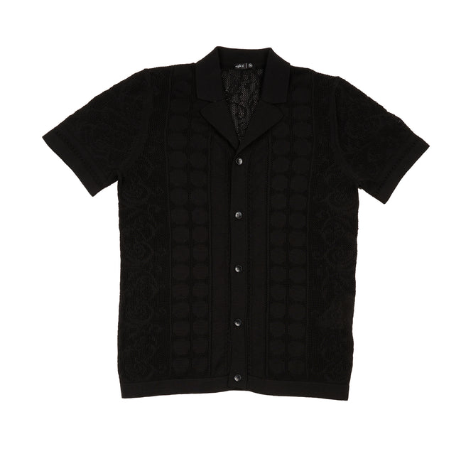 Monterey Crochet Button Up Shirt - Black Button Up Shirts Eight-X