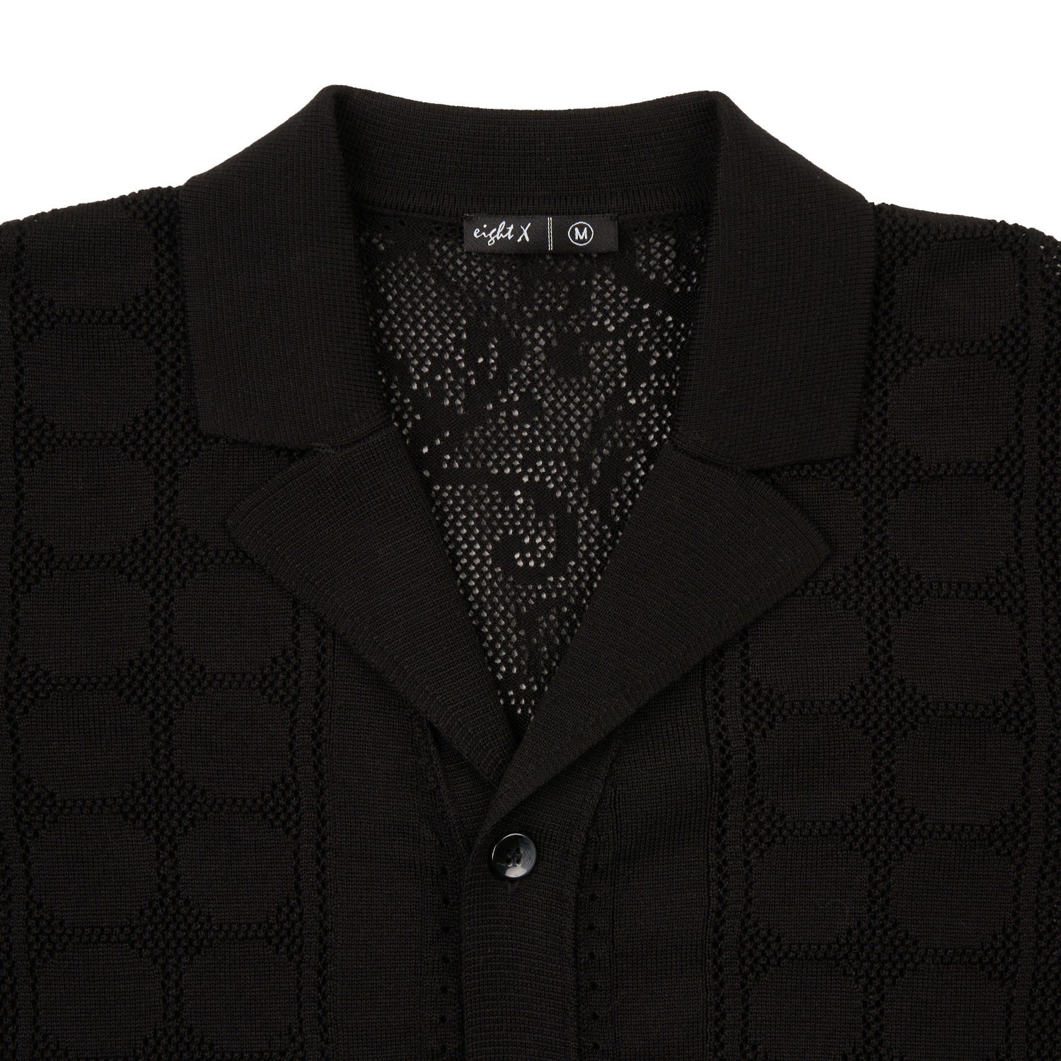Monterey Crochet Button Up Shirt - Black Button Up Shirts Eight-X