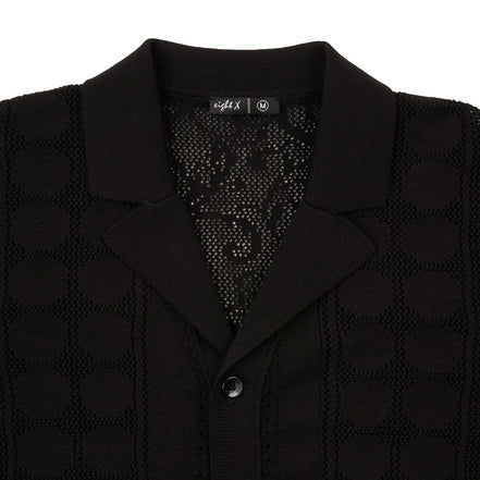 Monterey Crochet Button Up Shirt - Black Button Up Shirts Eight-X