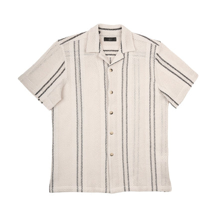 Open Gauge Crochet Relaxed Fit Short Sleeve Button Down Shirts Eight-X