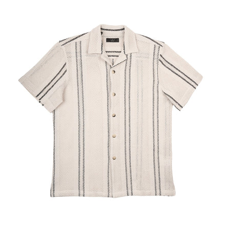 Open Gauge Crochet Relaxed Fit Short Sleeve Button Down Shirts Eight-X