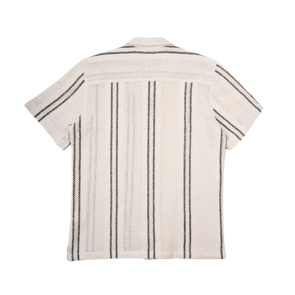 Open Gauge Crochet Relaxed Fit Short Sleeve Button Down Shirts Eight-X