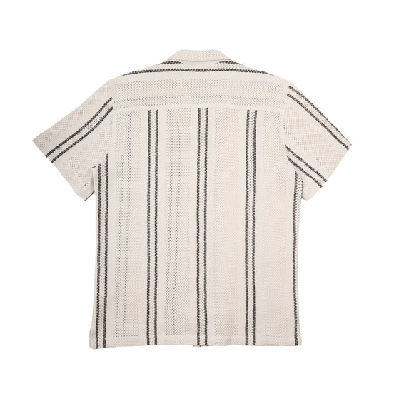 Open Gauge Crochet Relaxed Fit Short Sleeve Button Down Shirts Eight-X