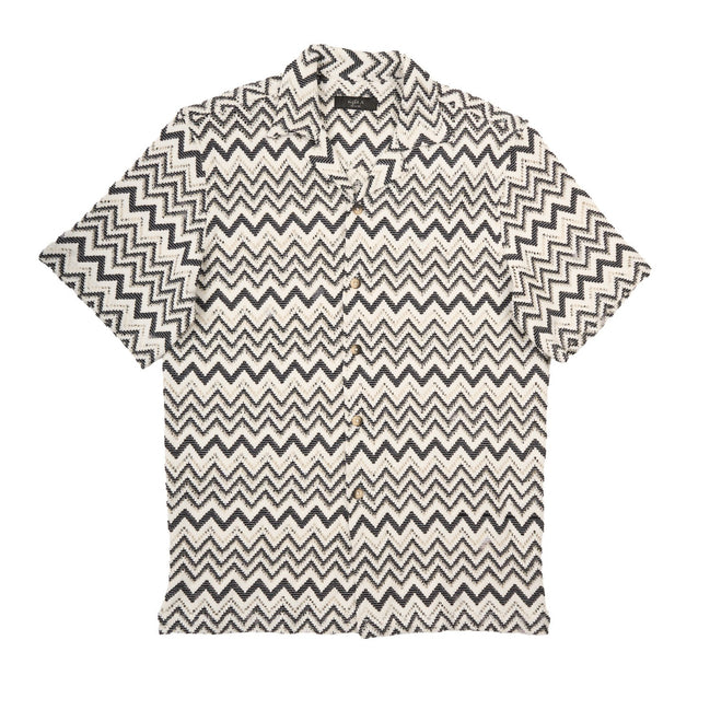 Motion Crochet Relaxed Fit Short Sleeve Shirt Button Down Shirts Eight-X WHITE S
