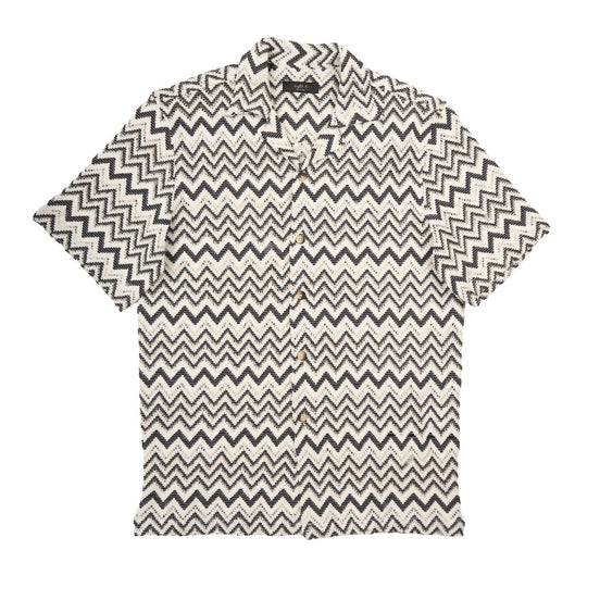Motion Crochet Relaxed Fit Short Sleeve Shirt Button Down Shirts Eight-X WHITE S