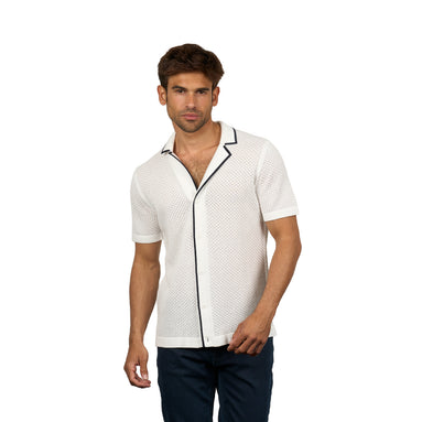 Essential Crochet Button Up Shirt - White Button Up Shirts Eight-X