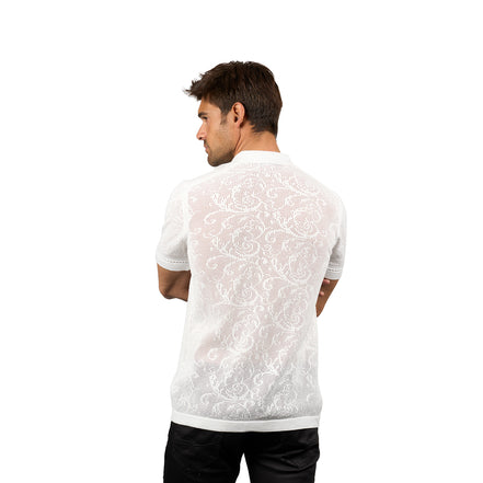 Monterey Crochet Button Up Shirt - White Button Up Shirts Eight-X