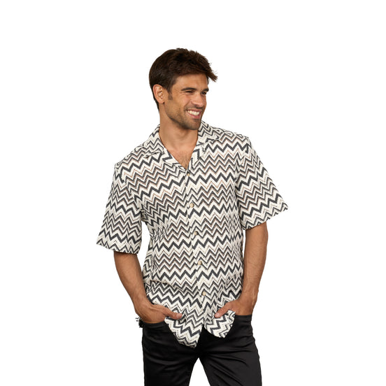 Motion Crochet Relaxed Fit Short Sleeve Shirt Button Down Shirts Eight-X