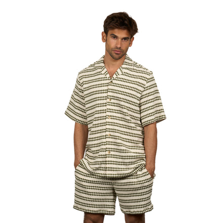 Olive Dune Short Sleeve Shirt + Shorts Matching Set Sets Eight-X