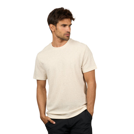 Ridge Textured T-Shirt - Beige T-Shirts Eight-X