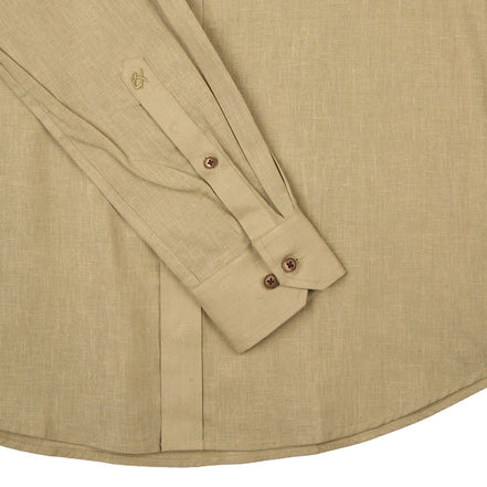 Essential Utility Linen Long Sleeve Button Down Shirt - Olive Button Down Shirts Eight-X