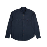 Essential Utility Linen Long Sleeve Button Down Shirt - Navy Button Down Shirts Eight-X