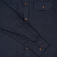 Essential Utility Linen Long Sleeve Button Down Shirt - Navy Button Down Shirts Eight-X