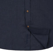 Essential Utility Linen Long Sleeve Button Down Shirt - Navy Button Down Shirts Eight-X