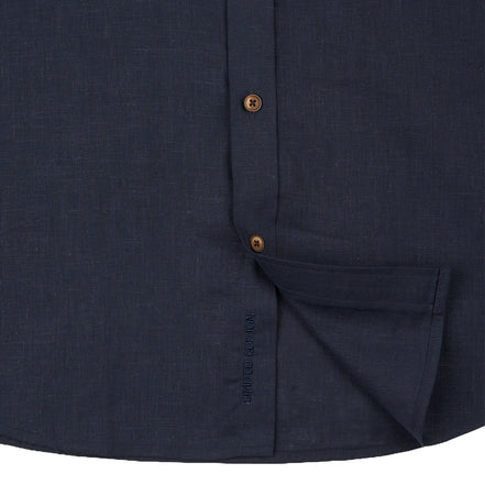 Essential Utility Linen Long Sleeve Button Down Shirt - Navy Button Down Shirts Eight-X