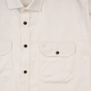 Essential Utility Linen Long Sleeve Button Down Shirt - White Button Down Shirts Eight-X