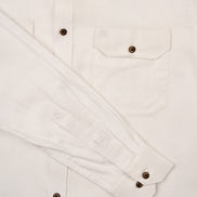 Essential Utility Linen Long Sleeve Button Down Shirt - White Button Down Shirts Eight-X
