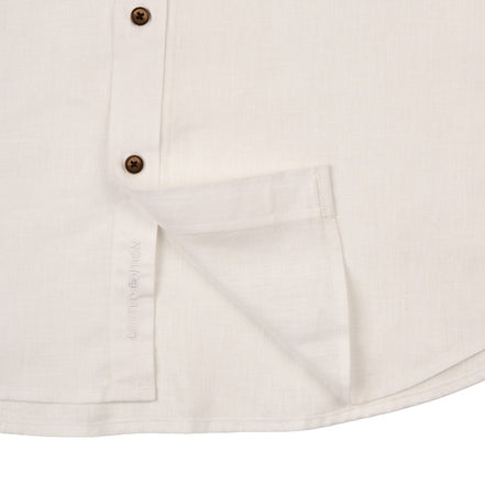 Essential Utility Linen Long Sleeve Button Down Shirt - White Button Down Shirts Eight-X