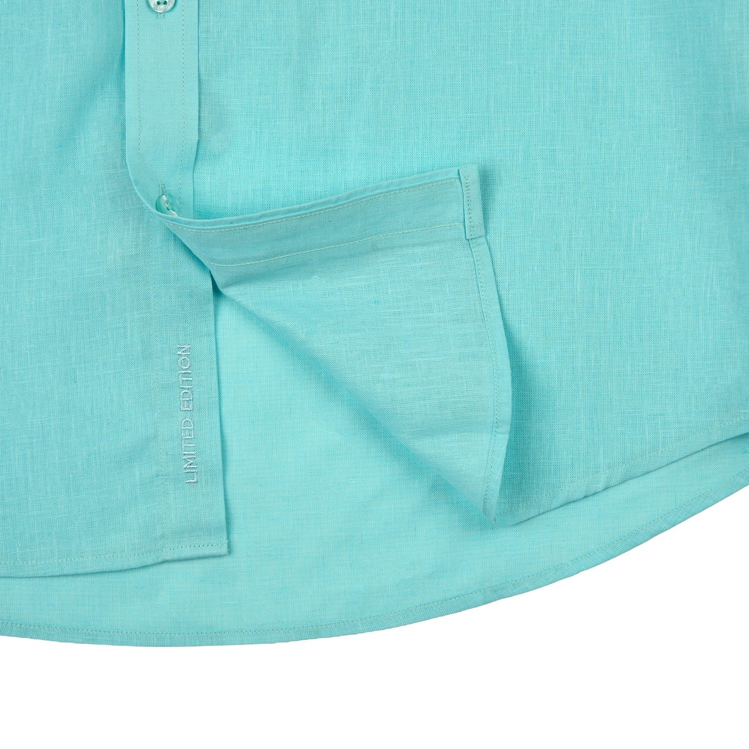 Essential Linen Button Short Sleeve Button Down Shirt - Turquoise Button Down Shirts Eight-X