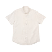 Essential Linen Button Short Sleeve Button Down Shirt - White Button Down Shirts Eight-X