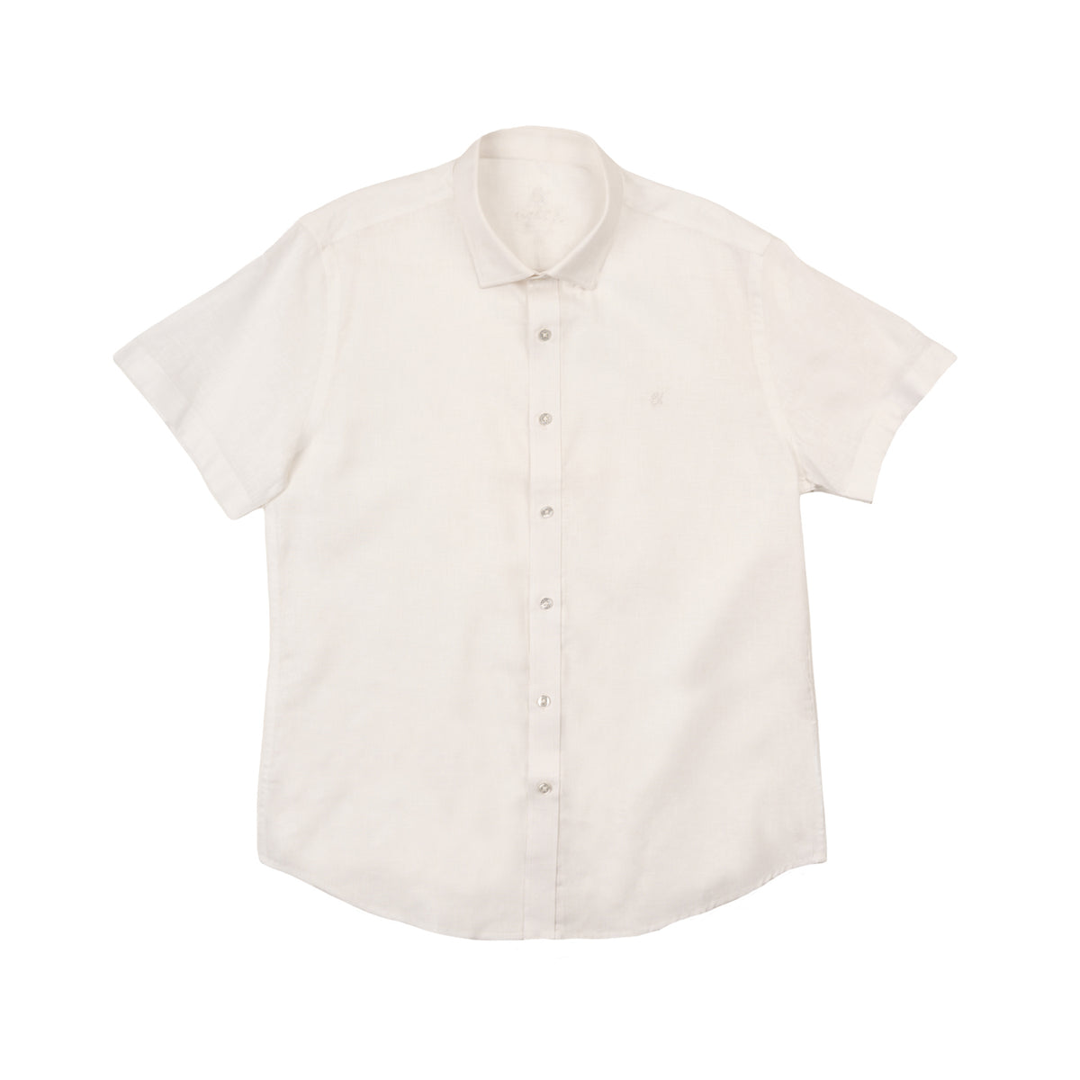 Essential Linen Button Short Sleeve Button Down Shirt - White Button Down Shirts Eight-X