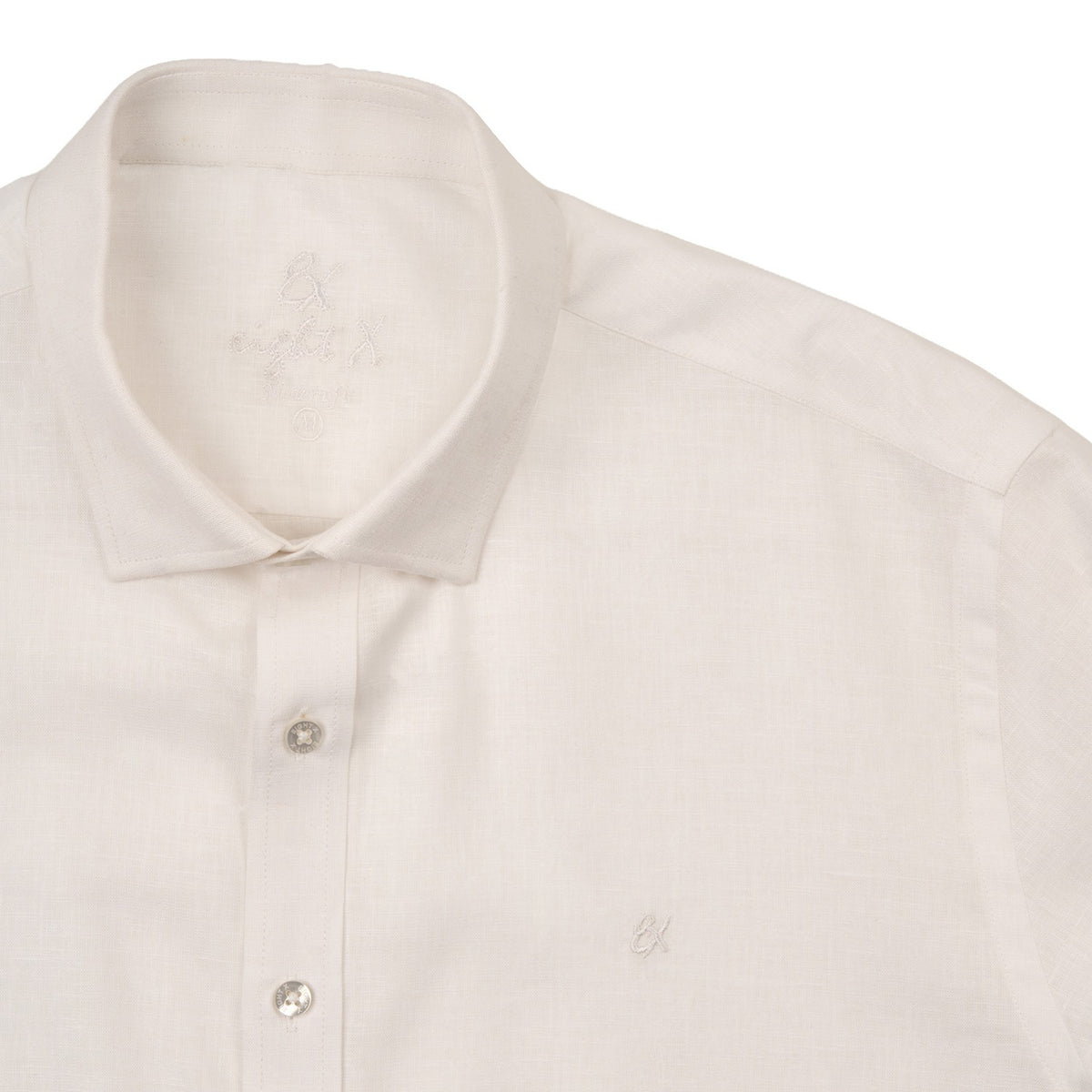 Essential Linen Button Short Sleeve Button Down Shirt - White Button Down Shirts Eight-X