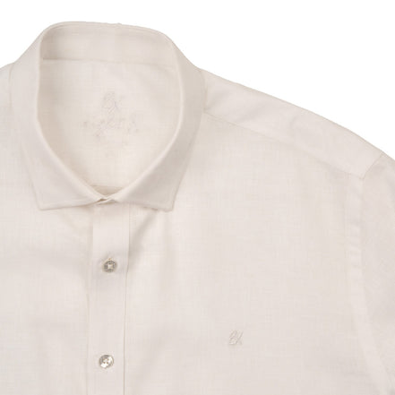 Essential Linen Button Short Sleeve Button Down Shirt - White Button Down Shirts Eight-X