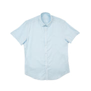 Essential Linen Button Short Sleeve Button Down Shirt - Light Blue Button Down Shirts Eight-X