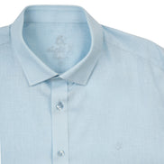 Essential Linen Button Short Sleeve Button Down Shirt - Light Blue Button Down Shirts Eight-X