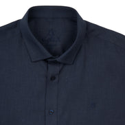 Essential Linen Button Short Sleeve Button Down Shirt - Navy Button Down Shirts Eight-X