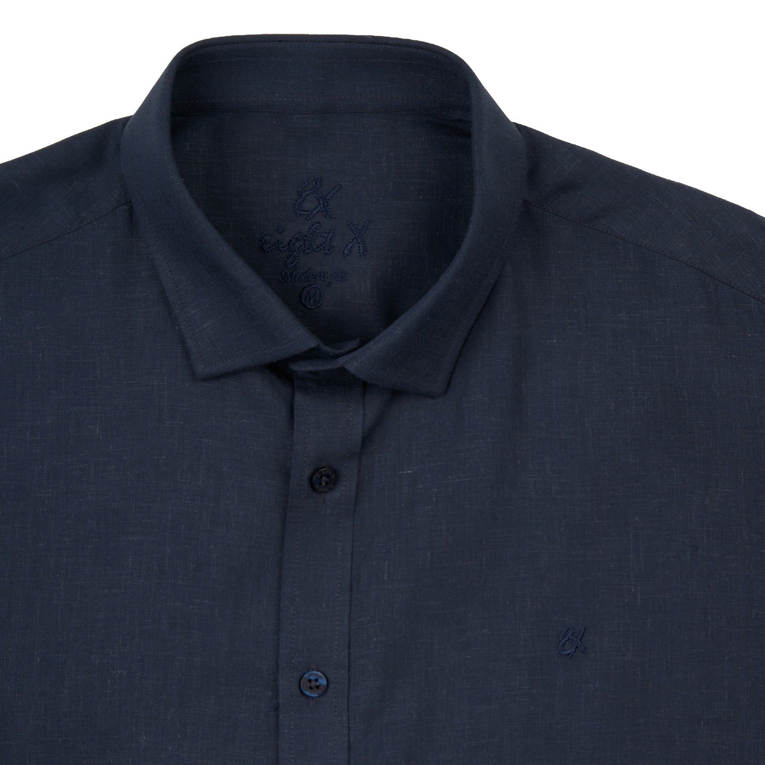 Essential Linen Button Short Sleeve Button Down Shirt - Navy Button Down Shirts Eight-X