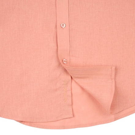 Essential Linen Button Short Sleeve Button Down Shirt - Orange Button Down Shirts Eight-X