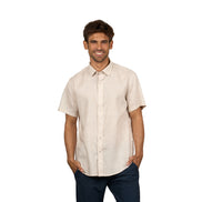 Essential Linen Button Short Sleeve Button Down Shirt - Beige Button Down Shirts Eight-X BEIGE S
