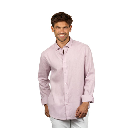 Essential Linen Long Sleeve Button Down Shirt - Lilac Button Down Shirts Eight-X