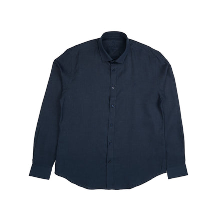 Essential Linen Long Sleeve Button Down Shirt - Navy Button Down Shirts Eight-X