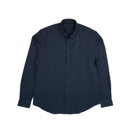 Essential Linen Long Sleeve Button Down Shirt - Navy Button Down Shirts Eight-X