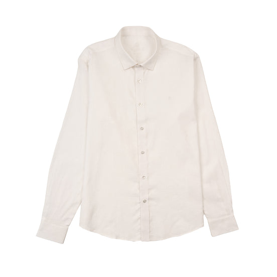 Essential Linen Long Sleeve Button Down Shirt - White Button Down Shirts Eight-X