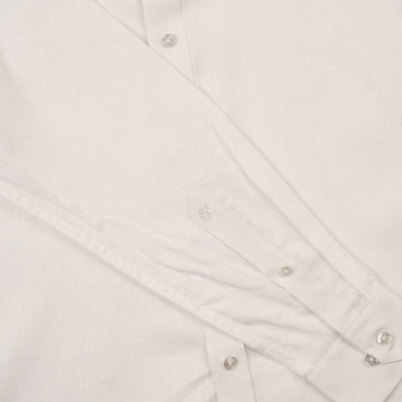 Essential Linen Long Sleeve Button Down Shirt - White Button Down Shirts Eight-X