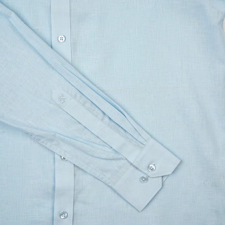 Essential Linen Long Sleeve Button Down Shirt - Light Blue Button Down Shirts Eight-X