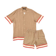 Palazzo Short Sleeve Shirt + Shorts Matching Set Sets Eight-X