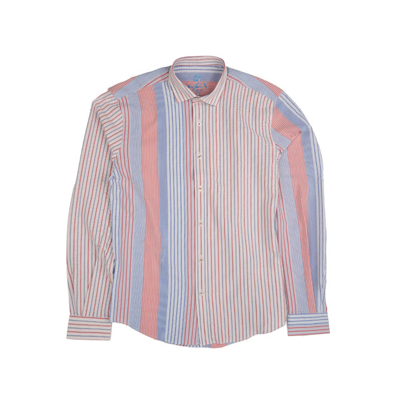 Multi Striped Seersucker Button Down Shirt - Dusk Sets Eight-X