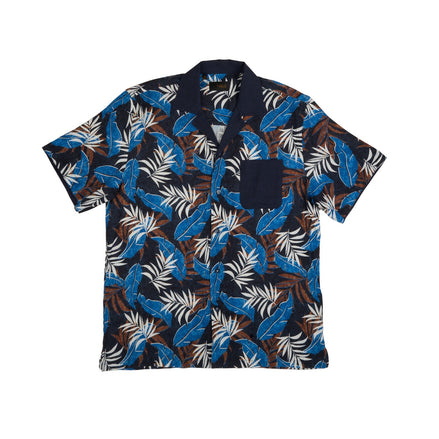 Leaves In the Night Relaxed Fit Linen Blend Short Sleeve Shirt Short Sleeve Shirts Eight-X